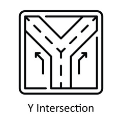 Y Intersection Outline Icon Design illustration. Map and Navigation Symbol on White background EPS 10 File