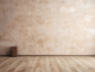 Empty wall mock up in minimalist interior with concrete wall texture. Close up retro plain cream color cement wall background texture