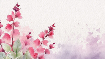 Abstract Floral Pink Showy Speedwell Flower Watercolor Background On Paper
