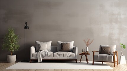 livingroom interior wall mock gray fabric