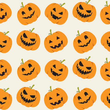 Halloween pumpkin illustration seamless pattern background