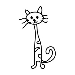 cat cartoon vector 15 Outline line Cute and funny cats doodle. Cartoon cat or kitten characters design collection Minimal cat drawing. Set of purebred pet animals isolated on transparent background.