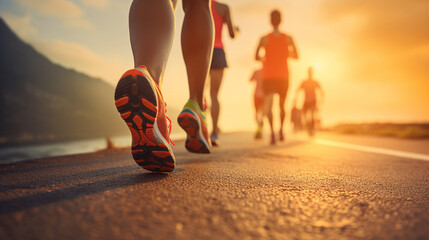 large legs of a man in sneakers running 