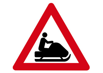 Schild Achtung Schneemobil