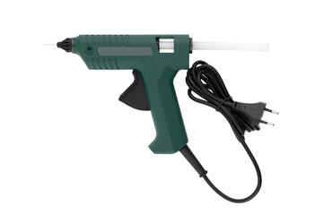 Glue gun on a white background. Electric glue gun close-up on a white background