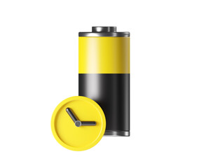 Battery 3d icon - medium level capacity, energy metal storage concept. Electricity sign, lithium element