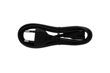 Plug connection from electronics on a white background. Wire with a plug close-up, cut out on a white background.