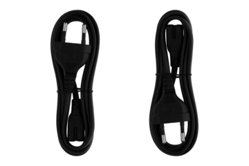 Plug connection from electronics on a white background. Wire with a plug close-up, cut out on a white background.