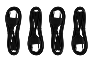 Plug connection from electronics on a white background. Wire with a plug close-up, cut out on a white background.