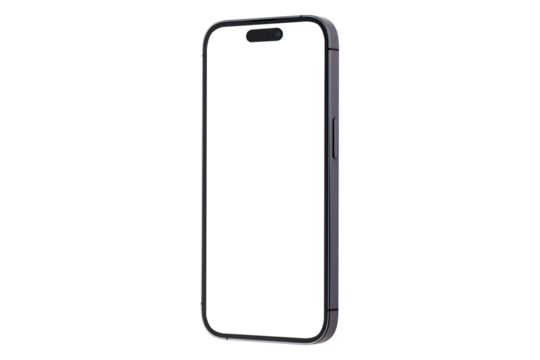 Smartphone with a blank screen on a white background. Smartphone mockup closeup isolated on white background.