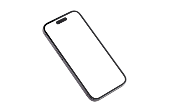Smartphone with a blank screen on a white background. Smartphone mockup closeup isolated on white background.