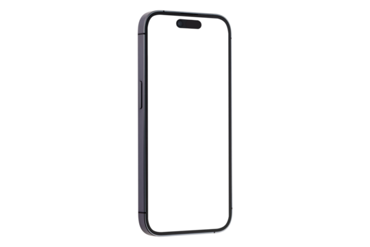 Smartphone with a blank screen on a white background. Smartphone mockup closeup isolated on white background.