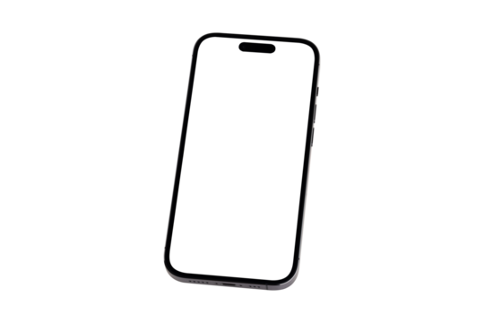 Smartphone with a blank screen on a white background. Smartphone mockup closeup isolated on white background.