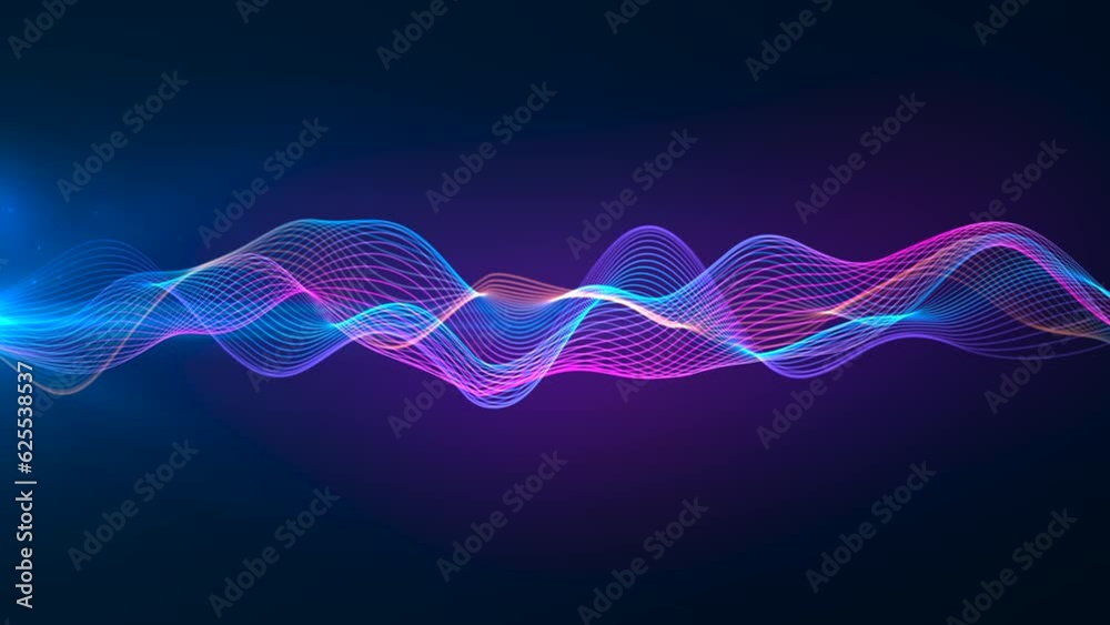 Canvas Prints abstract colorful futuristic wave lines animation background, 4k seamless loop backdrop video as tec