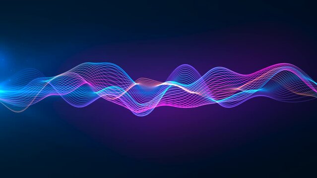 abstract colorful futuristic wave lines animation background, 4k seamless loop backdrop video as technology corporate messages concept