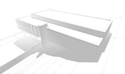 house building sketch architectural 3d illustration