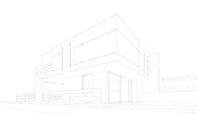 house building sketch architectural 3d illustration