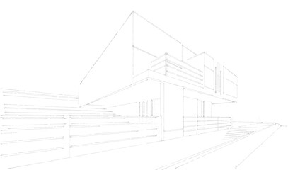 house building sketch architectural 3d illustration