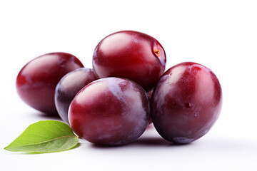 Fototapeta na wymiar white background plums