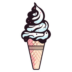 Ice cream cone icon, sweet vanilla desert sign, isolated on white background, vector illustration.