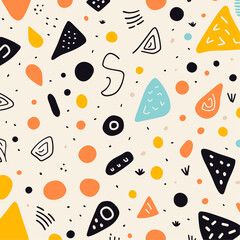 Seamless pattern background with various shape, vector illustration.