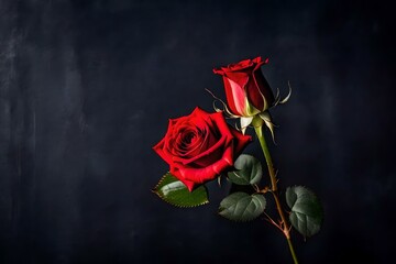 red roses with black background generated ai