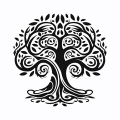 Yggdrasil tree, vector isolated on white background, tree of life, vector illustration