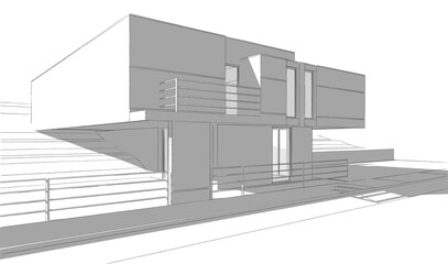 house building sketch architectural 3d illustration