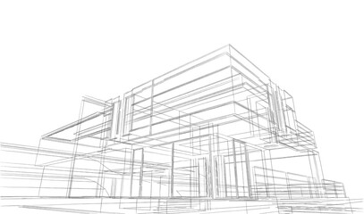 house building sketch architectural 3d illustration