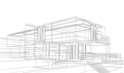 house building sketch architectural 3d illustration