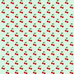 Seamless pattern cherry on white background and design