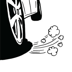 Broken car tire. Flat tire. Automobile