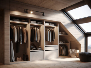 Modern and open concept loft dressing room. Generative AI