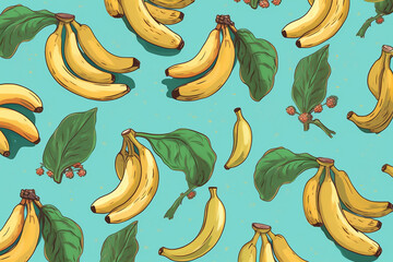 food yellow pattern ingredient blue banana fruit sweet fresh background trendy. Generative AI.