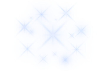 Set of stars on transparent background. Stock illustration. Blue stars. Glow bright stars. Light effect. Isolated stars on transparent background. Nice cool glow.
