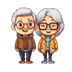 Cute Happy Grandparents Illustration