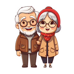 Cute Happy Grandparents Illustration