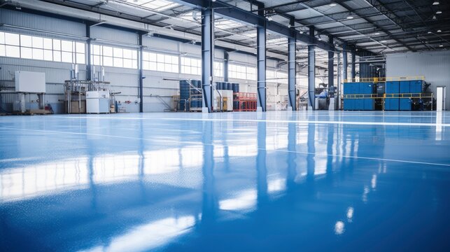 Genarative AI floor with self-leveling epoxy resin in industrial