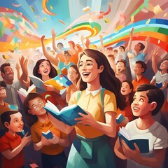 Fototapeta premium Empowering Education: Teachers, Students & Community united in a vibrant stock photo capturing the essence of learning and growth. #Education #Community #Inspiration
