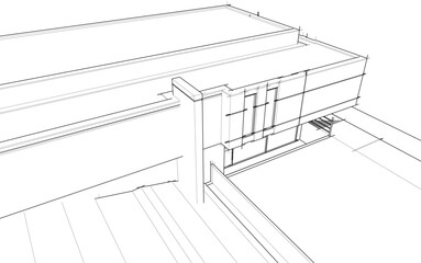house building sketch architecture 3d illustration