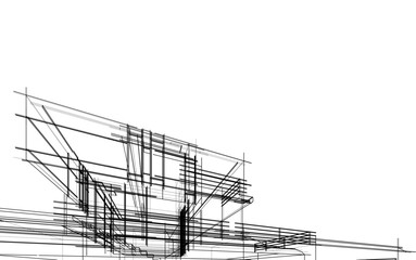 house building sketch architecture 3d illustration