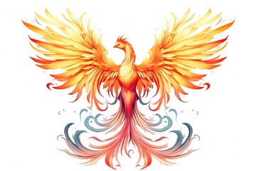 Fototapeta premium Burning bird phoenix isolated on white background. Bird phoenix. Generative Ai