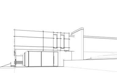 house building sketch architecture 3d illustration