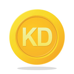 Gold coin with Kuwaiti dinar sign. Financial items. Currency element vector illustration. - obrazy, fototapety, plakaty
