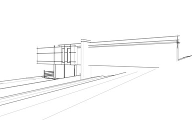 house building sketch architecture 3d illustration