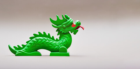 green wooden dragon as religious symbol of chinese new year 2024 created with generative ai technology