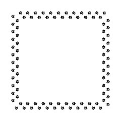 Black paw square frame with dog animal footprints