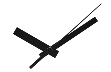 Close-up of clock black arrows, cut out