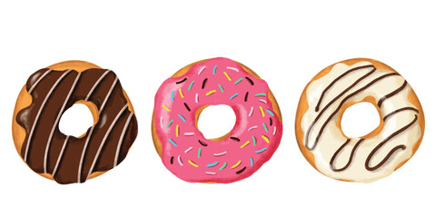 Donuts isolated on white background. EPS 10 vector 