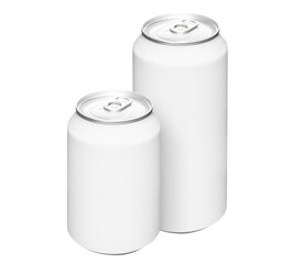 White 330ml and 500ml aluminium cans, cut out